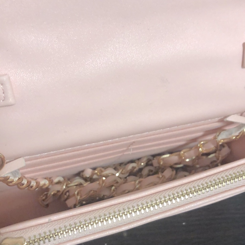 EUC [bebe] Sophia Small Crossbody Bag in Baby Pink w/ Gold/Pink Chain - Picture 9 of 11